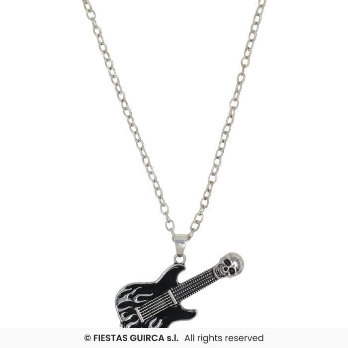 Guirca Collar Guitarra Electrica Metal 5 cm colgante rockero con cadena para disfraces en Dulcealmacen