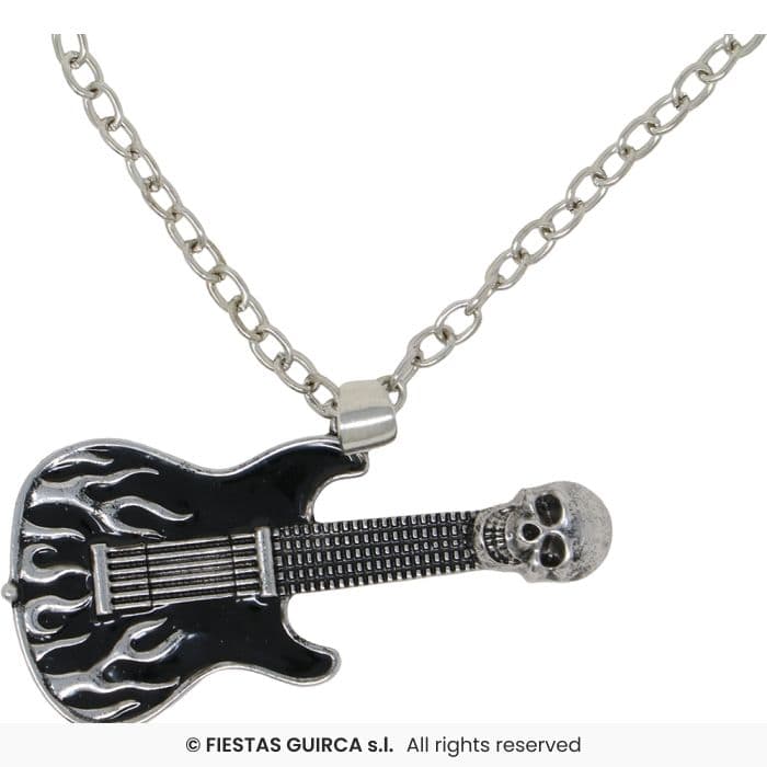Guirca Collar Guitarra Electrica Metal 5 cm colgante rockero con cadena para disfraces en Dulcealmacen