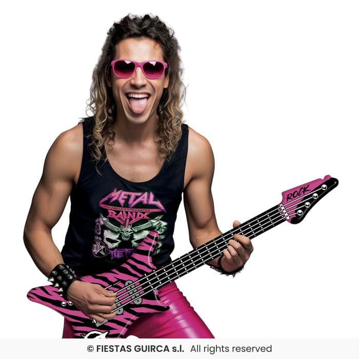 Guirca Guitarra Electrica Hinchable 95 cm instrumento inflable rosa para disfraces en Dulcealmacen