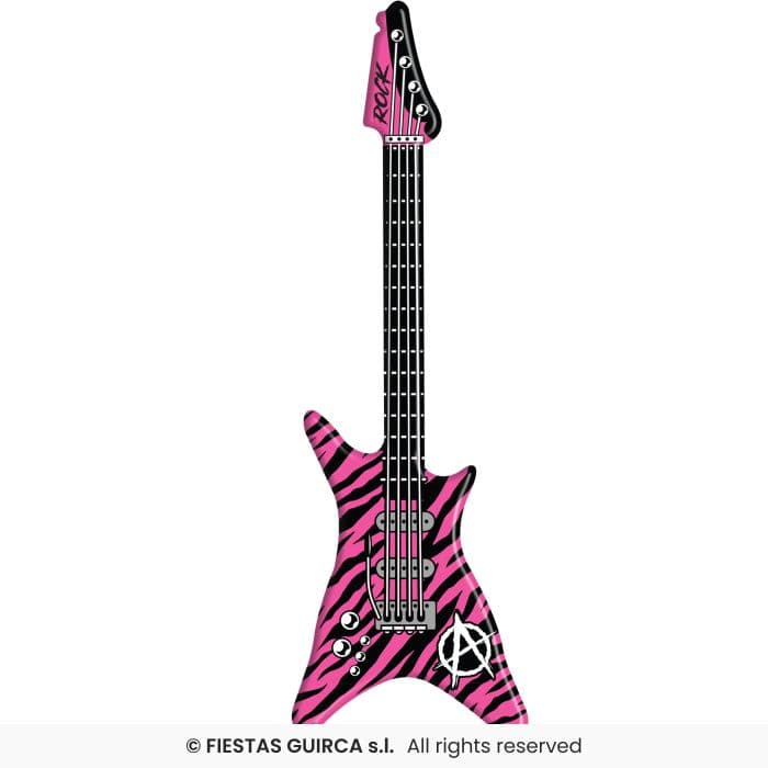 Guirca Guitarra Electrica Hinchable 95 cm instrumento inflable rosa para disfraces en Dulcealmacen