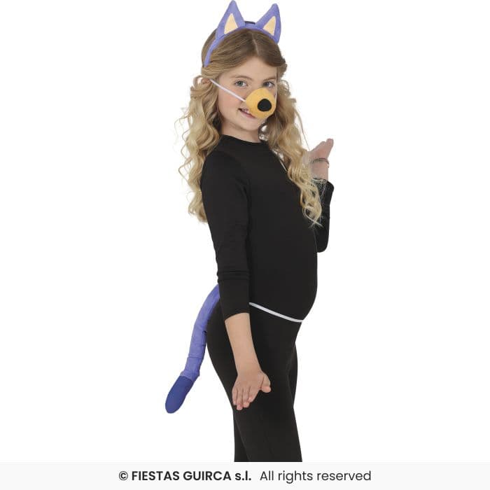 Guirca Set Perrito Azul 3 Pcs kit de orejas hocico y cola azul para disfraz infantil en Dulcealmacen