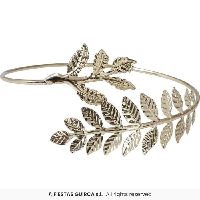 Guirca Brazalete Metálico Romana Oro pulsera dorada de hojas de laurel para brazo en Dulcealmacen