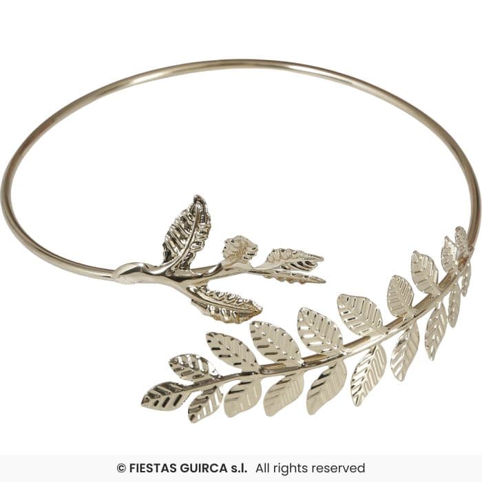 Guirca Brazalete Metálico Romana Oro pulsera dorada de hojas de laurel para brazo en Dulcealmacen