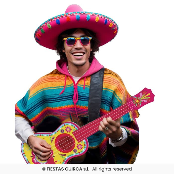 Guirca Guitarra Pequeña Mexicana 54 cm accesorio decorativo de plástico para disfraz en Dulcealmacen