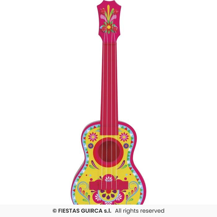 Guirca Guitarra Pequeña Mexicana 54 cm accesorio decorativo de plástico para disfraz en Dulcealmacen