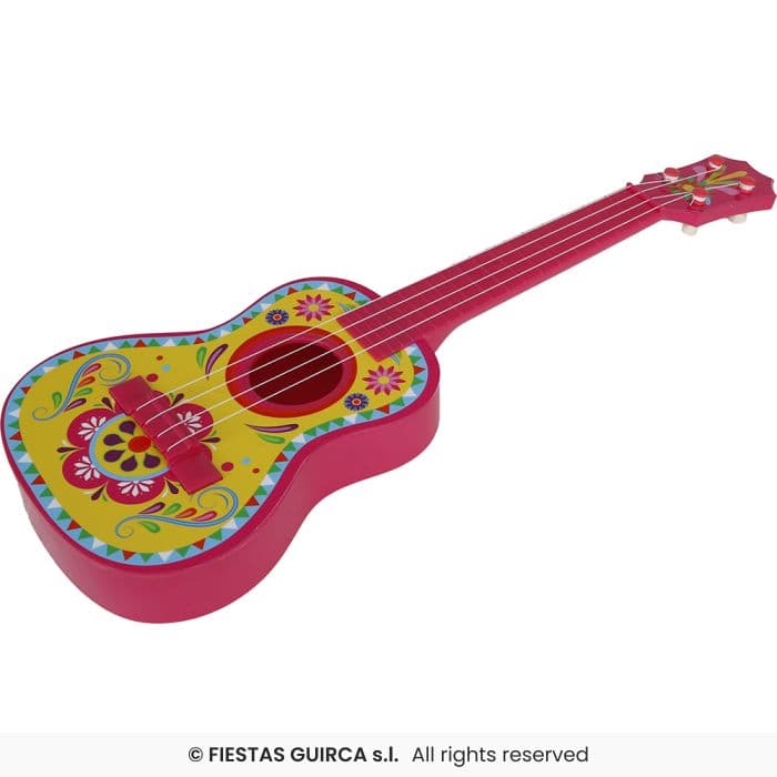 Guirca Guitarra Pequeña Mexicana 54 cm accesorio decorativo de plástico para disfraz en Dulcealmacen
