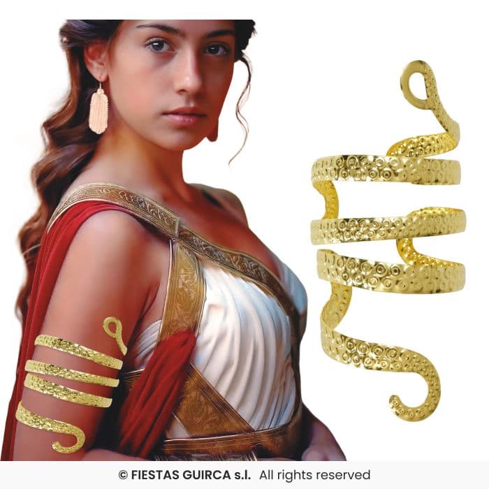 Guirca Brazalete Rígido Serpiente accesorio de metal dorado para disfraz en Dulcealmacen