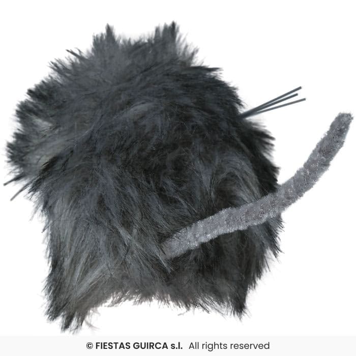 Guirca Ratón Peluda Gris 11 cm decorativo con pelo sintético para fiestas en Dulcealmacen