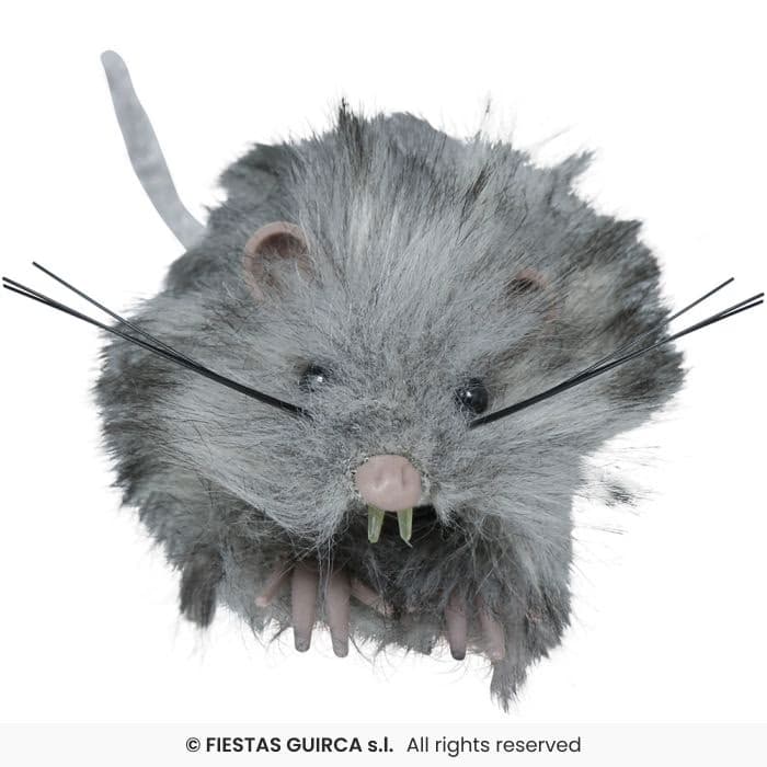 Guirca Ratón Peluda Gris 11 cm decorativo con pelo sintético para fiestas en Dulcealmacen