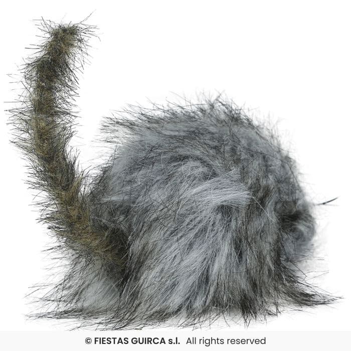 Guirca Rata Peluda Gris 16 cm decorativa con pelo sintético para Halloween en Dulcealmacen