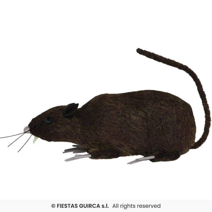 Guirca Rata Marrón 15 cm decorativa con pelo sintético para Halloween en Dulcealmacen