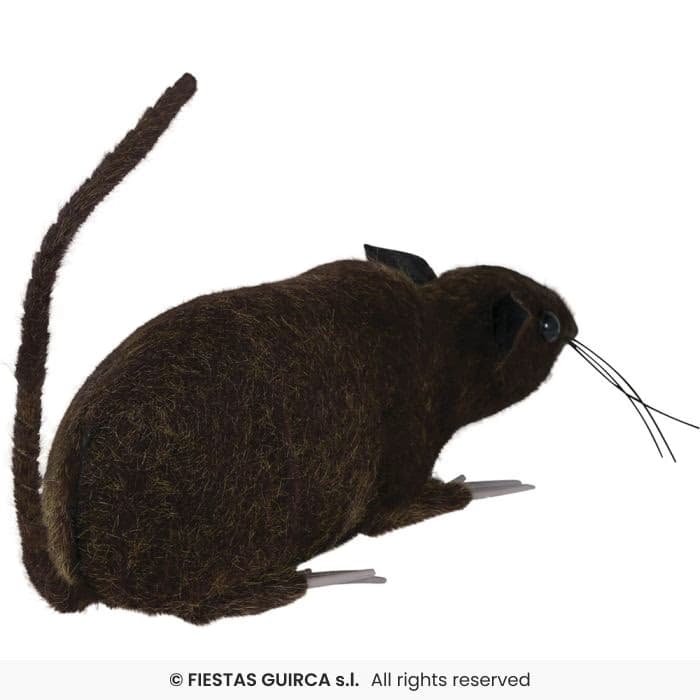 Guirca Rata Marrón 15 cm decorativa con pelo sintético para Halloween en Dulcealmacen