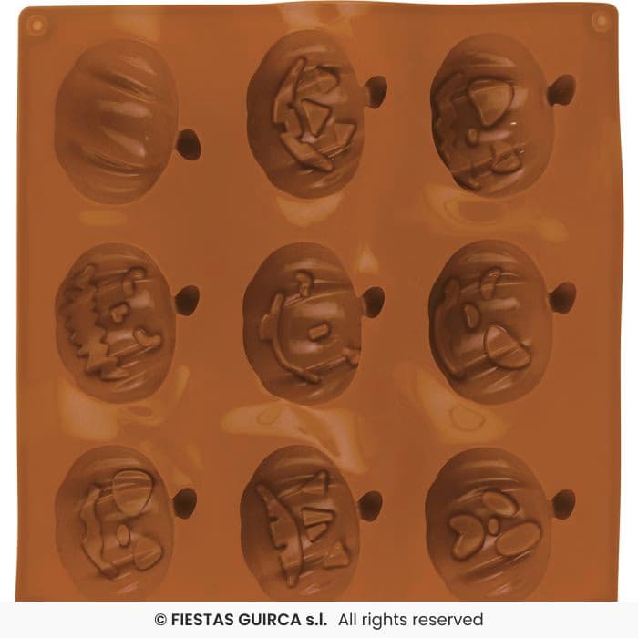 Guirca Molde Silicona 9 Calabazas de color naranja para repostería de Halloween en Dulcealmacen