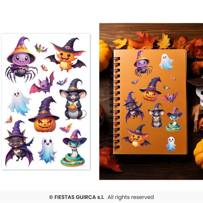 Guirca Pegatinas Surtidas Halloween con diseños de fantasmas y calabazas en Dulcealmacen