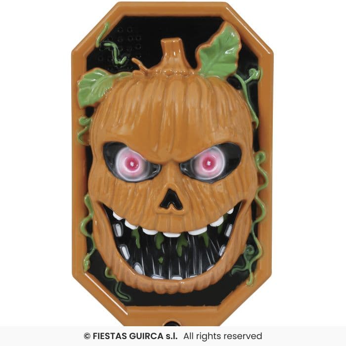 Guirca Timbre Calabaza con luz y sonido para decoración de Halloween en Dulcealmacen