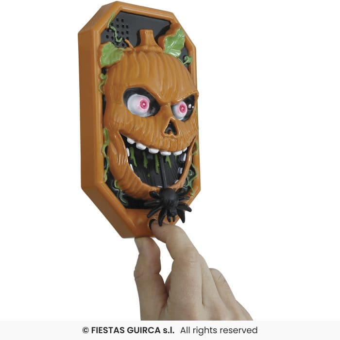 Guirca Timbre Calabaza con luz y sonido para decoración de Halloween en Dulcealmacen