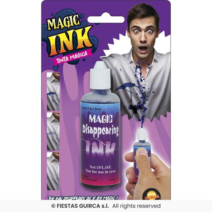 Guirca Tinta Magica Broma bote de líquido azul que mancha y desaparece de la ropa en Dulcealmacen
