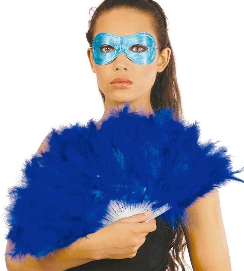 Guirca Abanico Plumas Azul 16 Palas