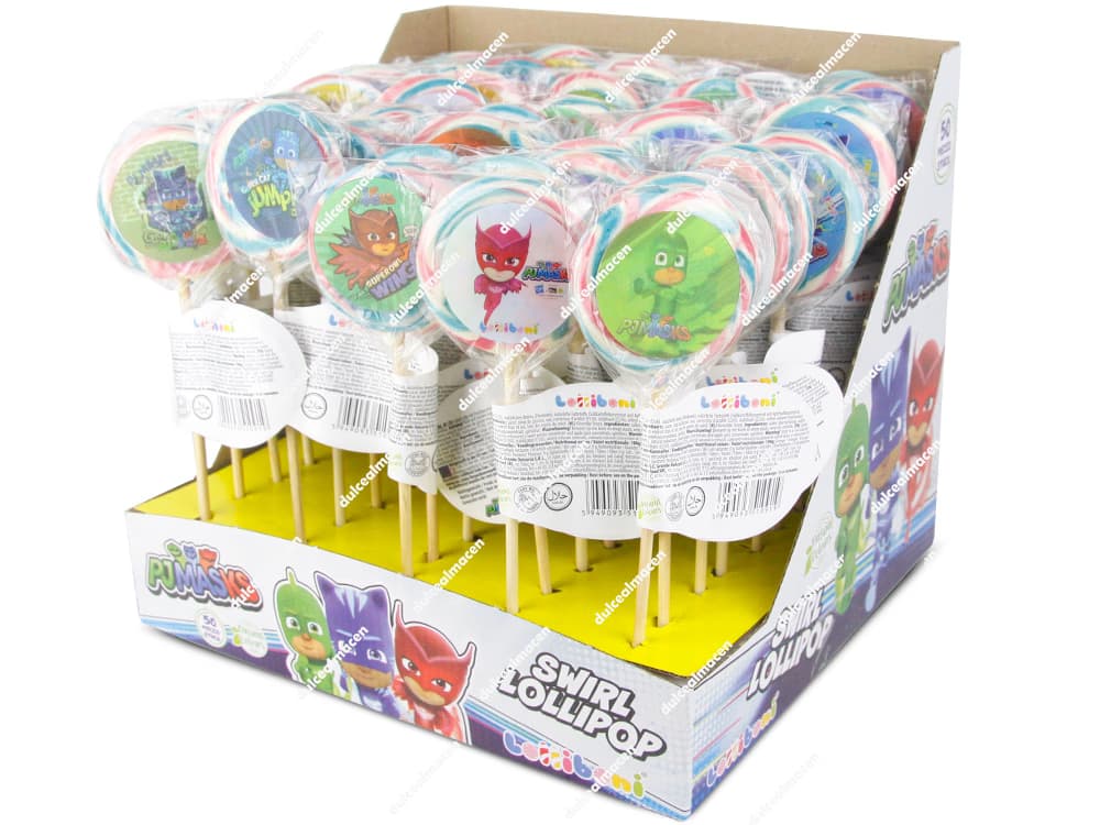 Expositor de piruletas Lolliboni de los personajes de PJ Masks - Dulcealmacen