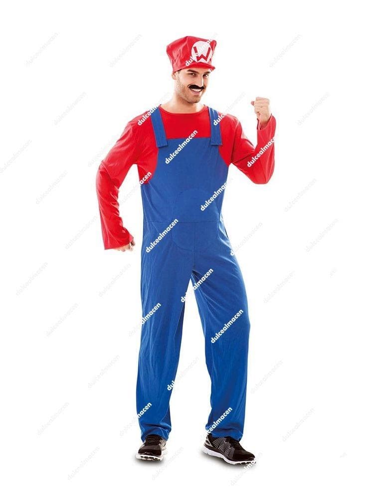 Disfraz de Fontanero Rojo Talla S para Adulto - Estilo Videojuegos Retro