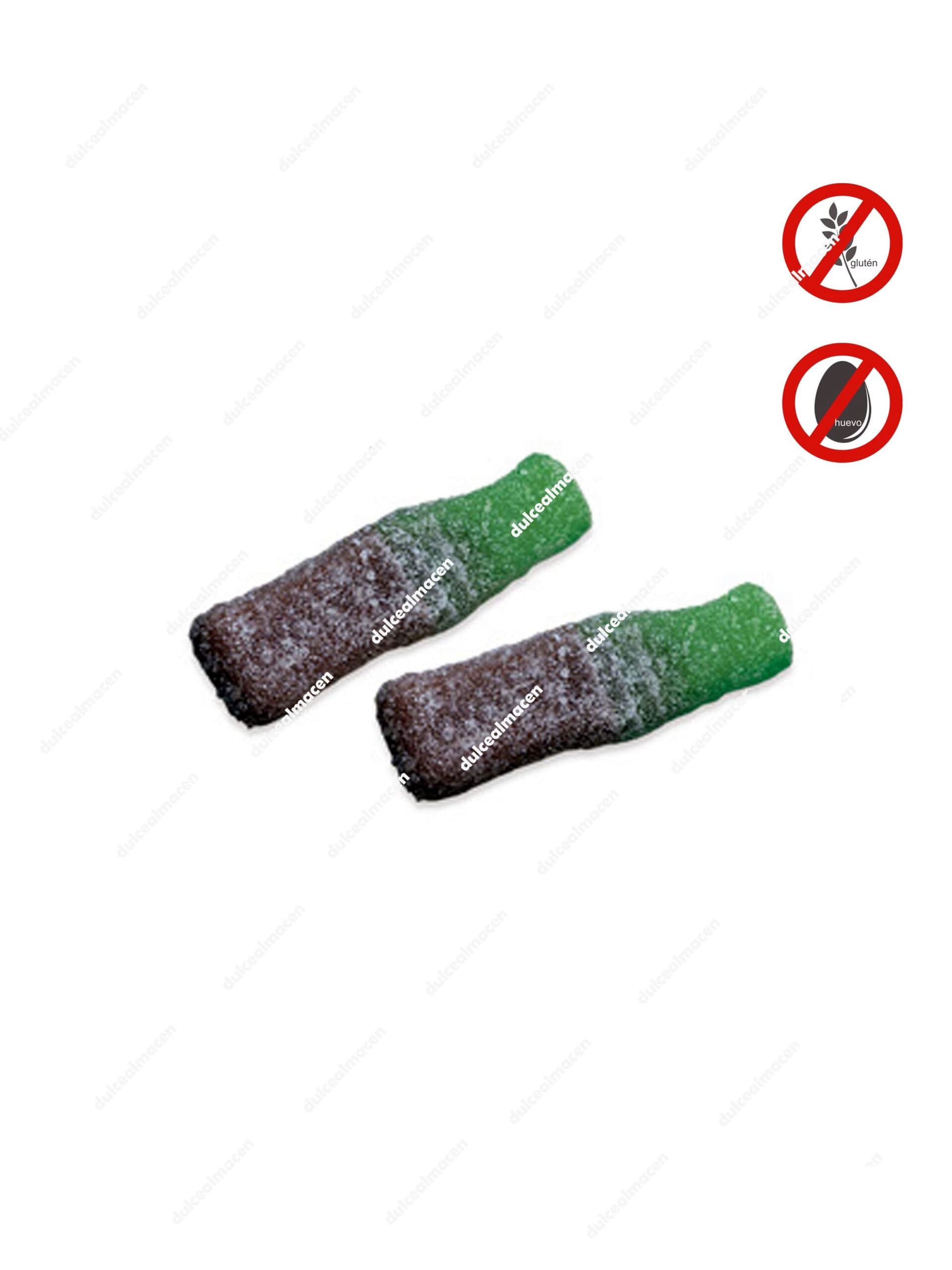 Fini Botella Cola Azucar 1 kg bolsa de gominolas en forma de botella verde y marron sabor cola con azucar Dulcealmacen