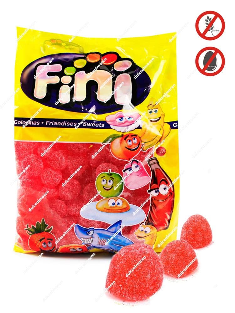 Fini Fresón Rojo Grande 1 kg bolsa de golosinas de goma rojas con forma de fresa y azucar en Dulcealmacen