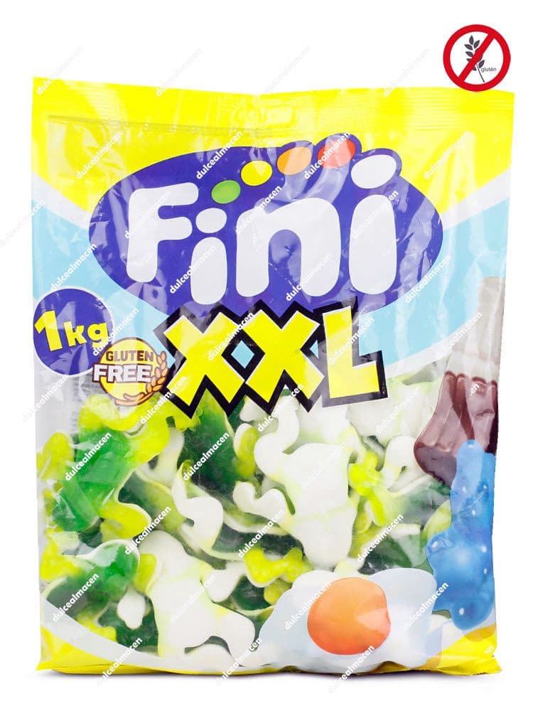 Fini Maxi Ranas Brillo 1 kg bolsa de golosinas de goma gigantes con forma de rana y acabado brillante en Dulcealmacen