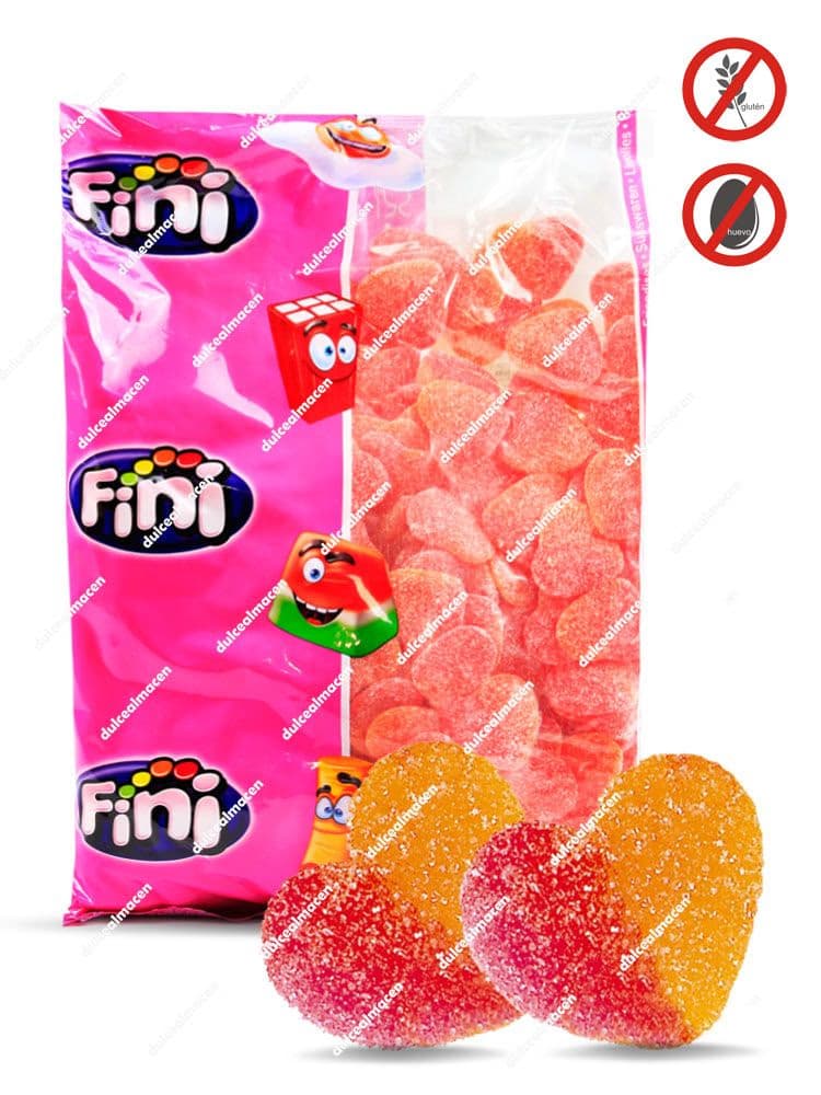 Fini Corazon Melocoton 250 uds bolsa de golosinas de goma azucaradas en Dulcealmacen