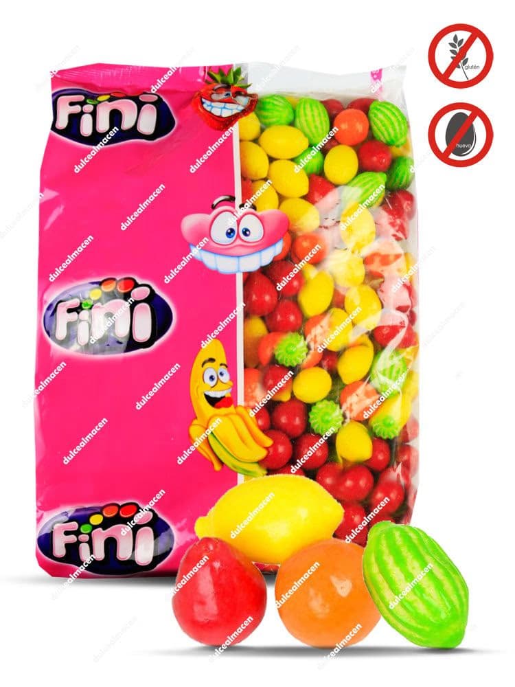 Fini Macedonia Chicles 250 uds bolsa de chicles con forma de frutas surtidas en Dulcealmacen