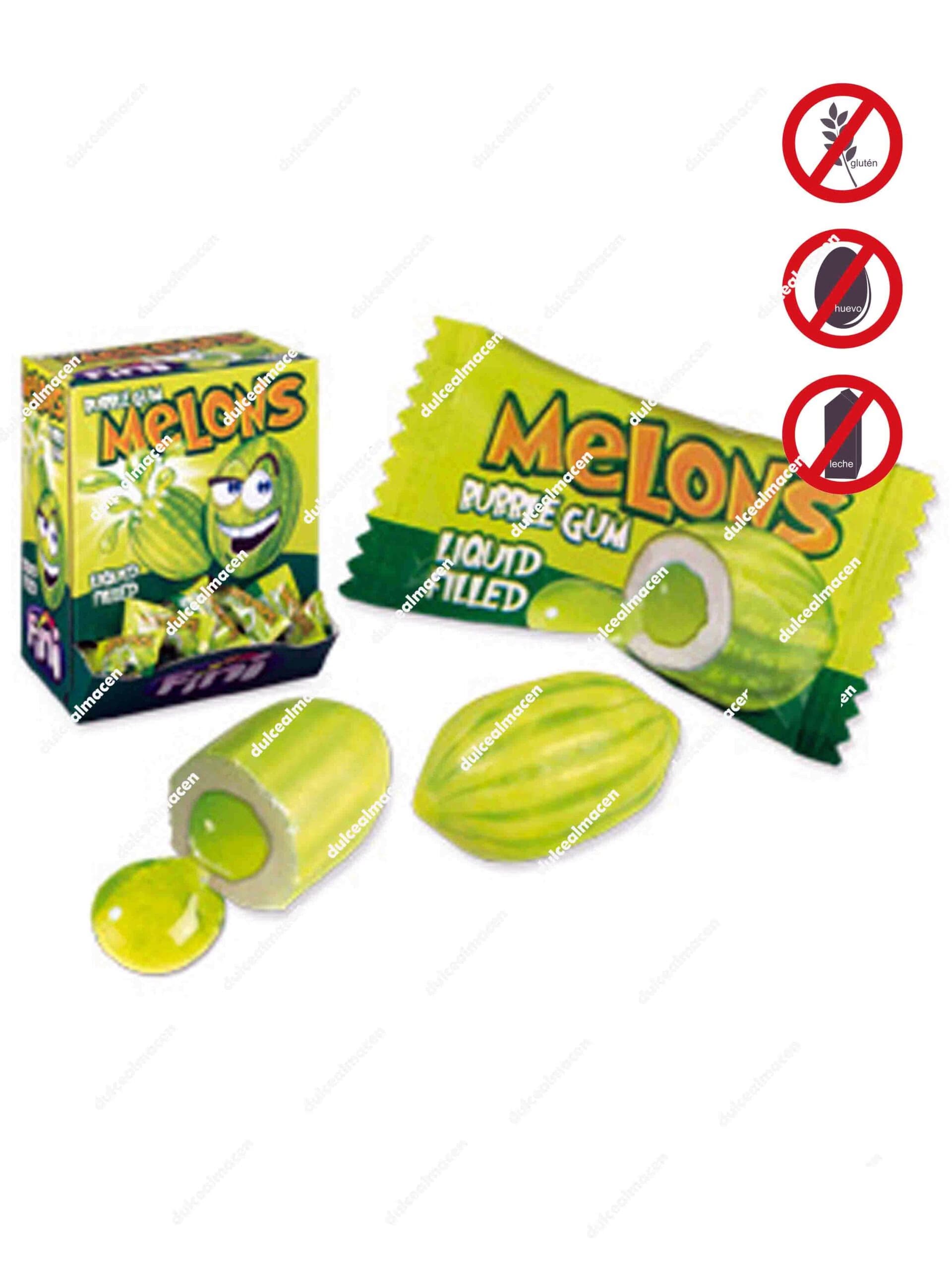 Fini Boom Melons 200 uds caja de chicles rellenos sabor melón en Dulcealmacen