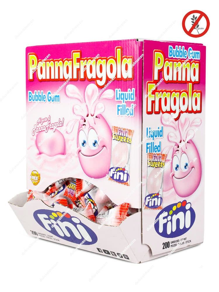 Fini Pannafragola 200 uds caja de chicles rellenos de fresa y nata en Dulcealmacen