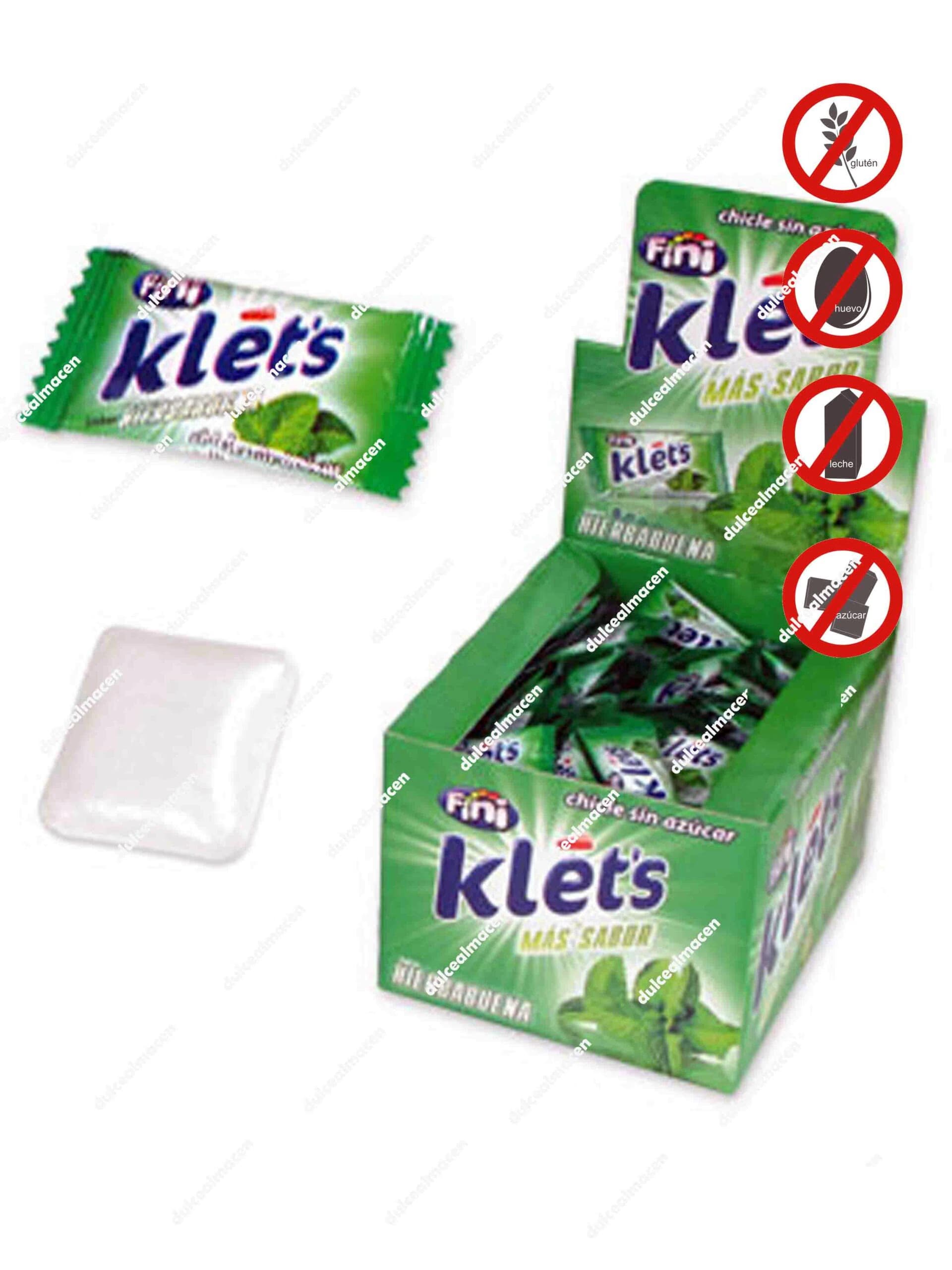 Caja expositora de chicles Fini Klets Hierbabuena Sin Azúcar 200 unidades en envoltorio individual de Dulcealmacen