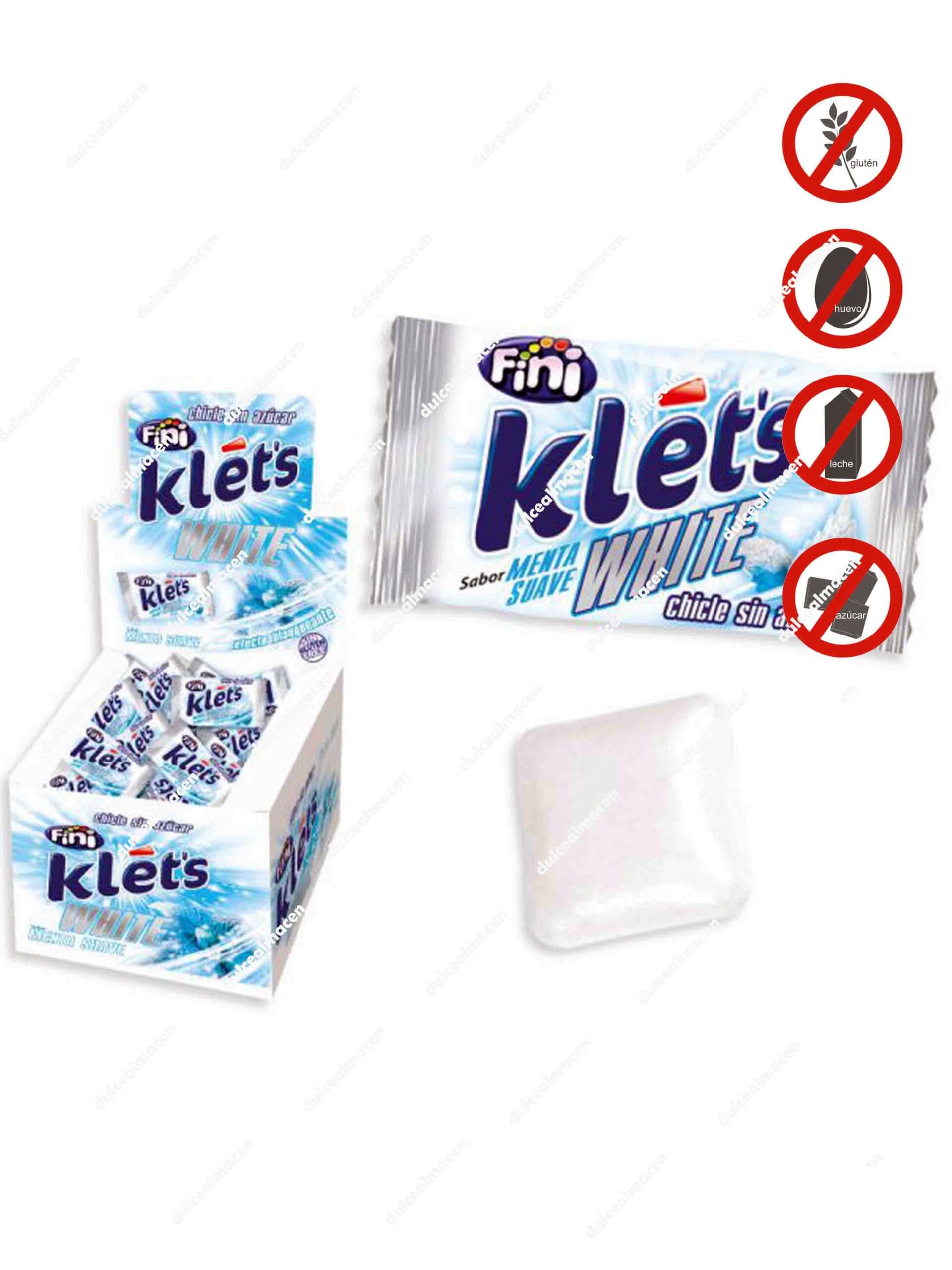 Bolsa de 200 unidades de chicles Fini Klets White sabor menta suave, grageas de color blanco en formato de ahorro - Dulcealmacen