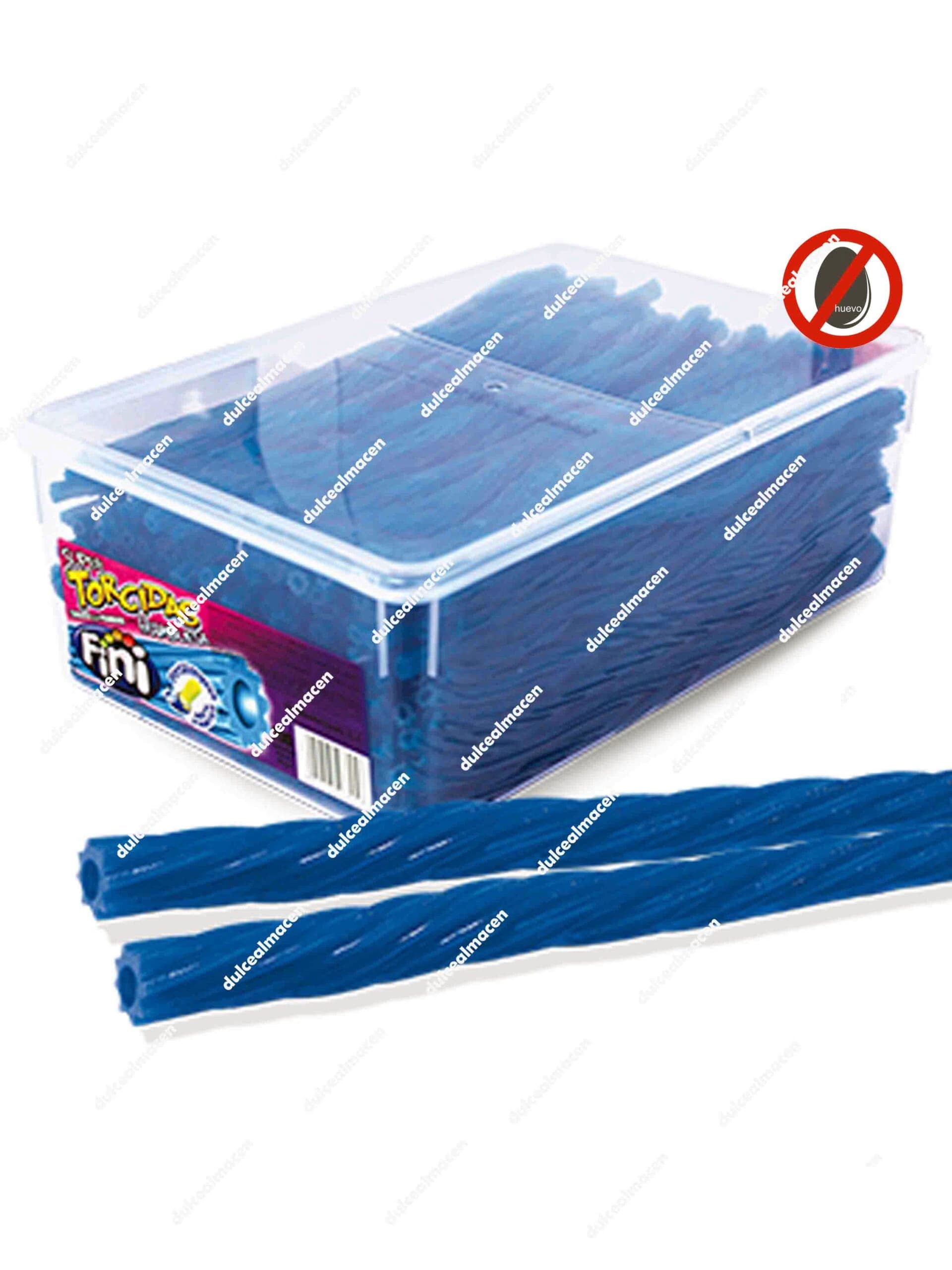 Fini Torcida Frambuesa Azul 200 uds tarrina de regaliz trenzado azul sabor frambuesa Dulcealmacen