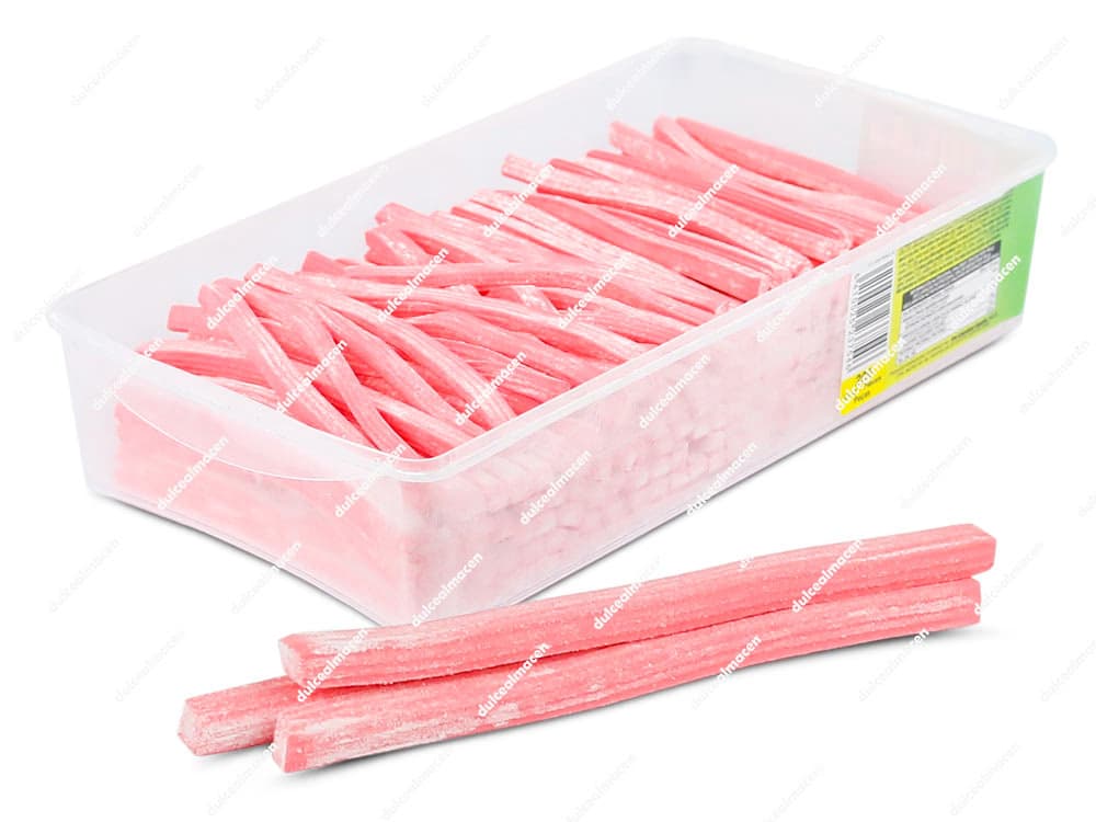 Fini Lineas Fresa 200 uds tarrina de tiras de regaliz rosa sabor fresa Dulcealmacen