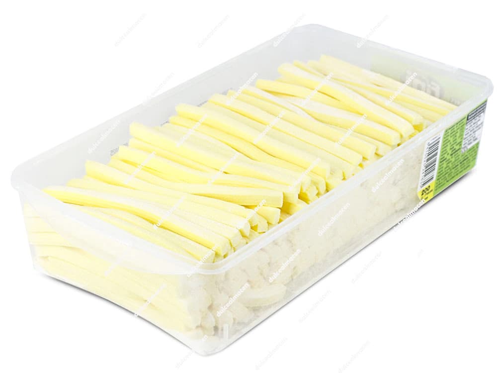 Bolsa de 200 unidades de regaliz Fini Líneas sabor limón, piezas amarillas rellenas de nata con cobertura de azúcar glas - Dulcealmacen