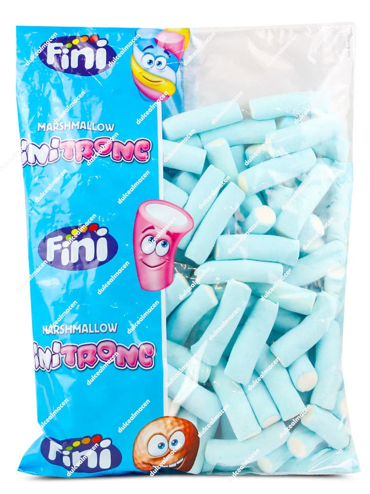 Finitronc Bicolor Azul 125 uds bolsa de marshmallows cilindricos azul y blanco Fini Dulcealmacen