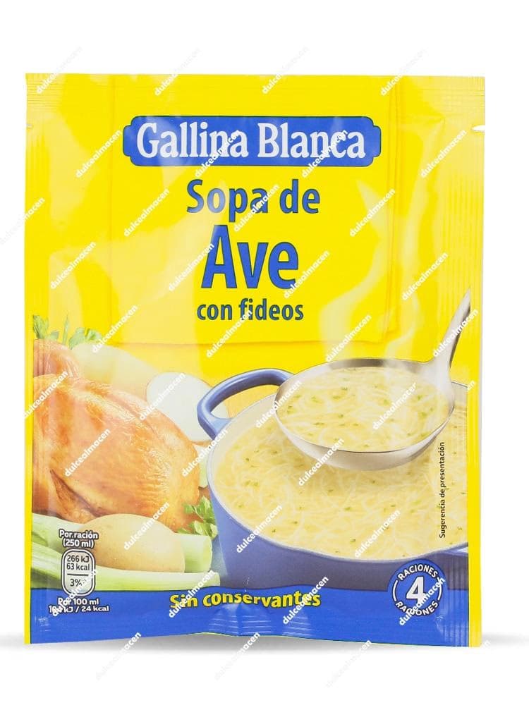 Gallina blanca sopa de ave con fideos