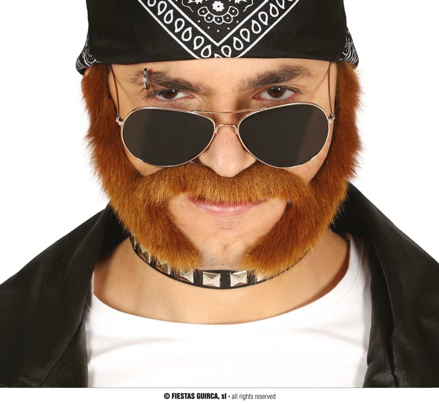 GU bigote con patillas castaña