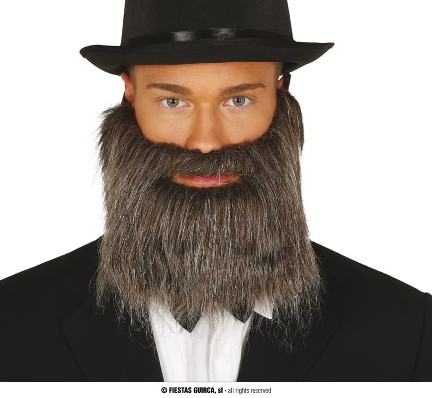 GUI barba y bigote gris con goma elastica