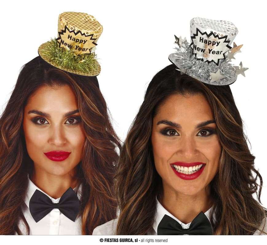 GU diadema chistera happy new year surt.plata y oro