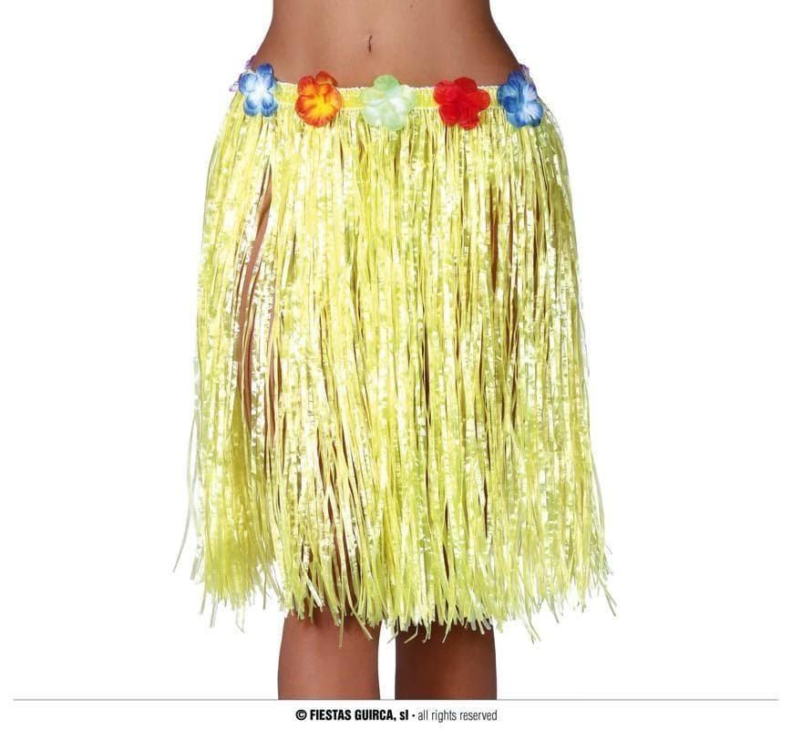 GU falda hawaiana flores 55 cms.amarillo