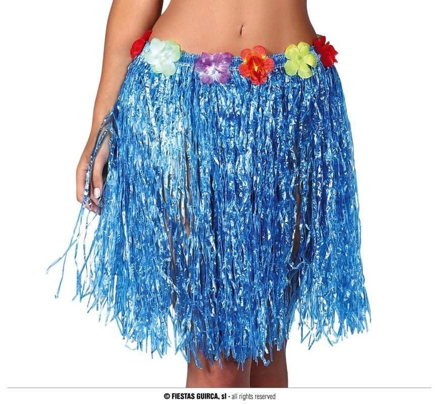 GU falda hawaiana flores 55 cms.azul