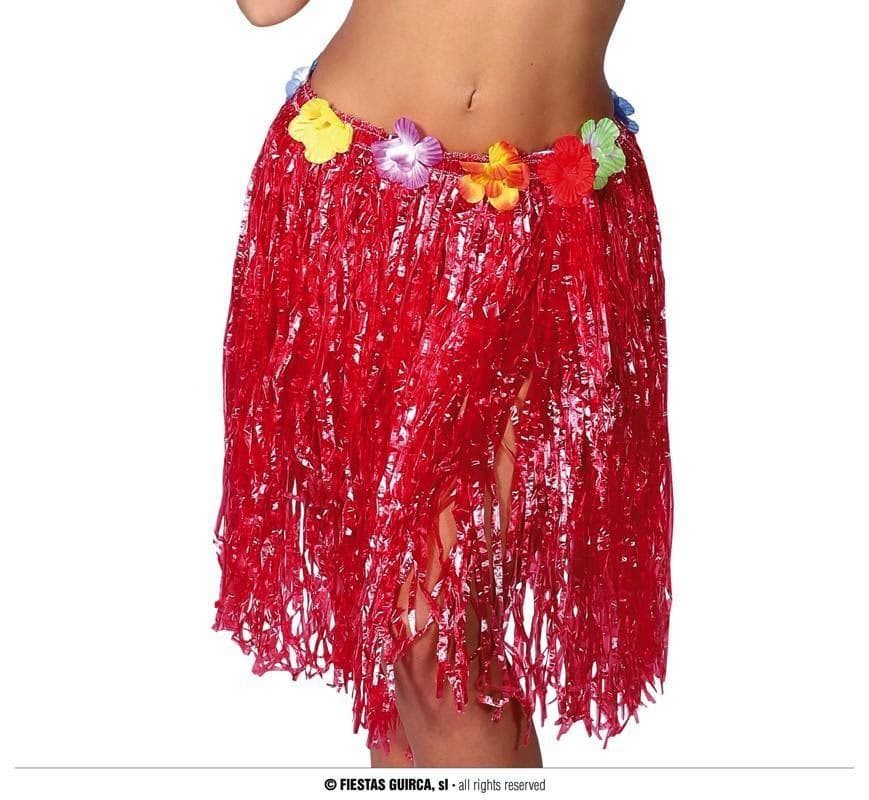 GU falda hawaiana flores 55 cms.rojo