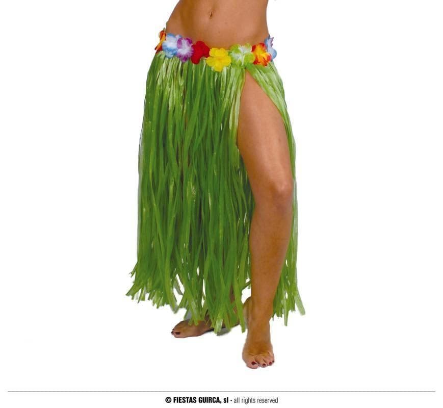 GU falda hawaiana flores 75 cms.verde