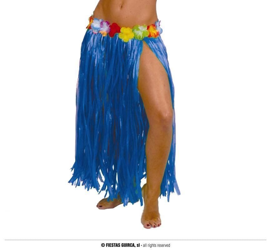 GU falda hawaiana flores 75 cms.azul