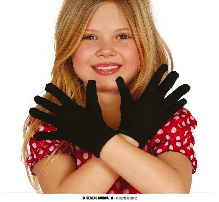 GU guantes, 18 cm, negros, infantiles