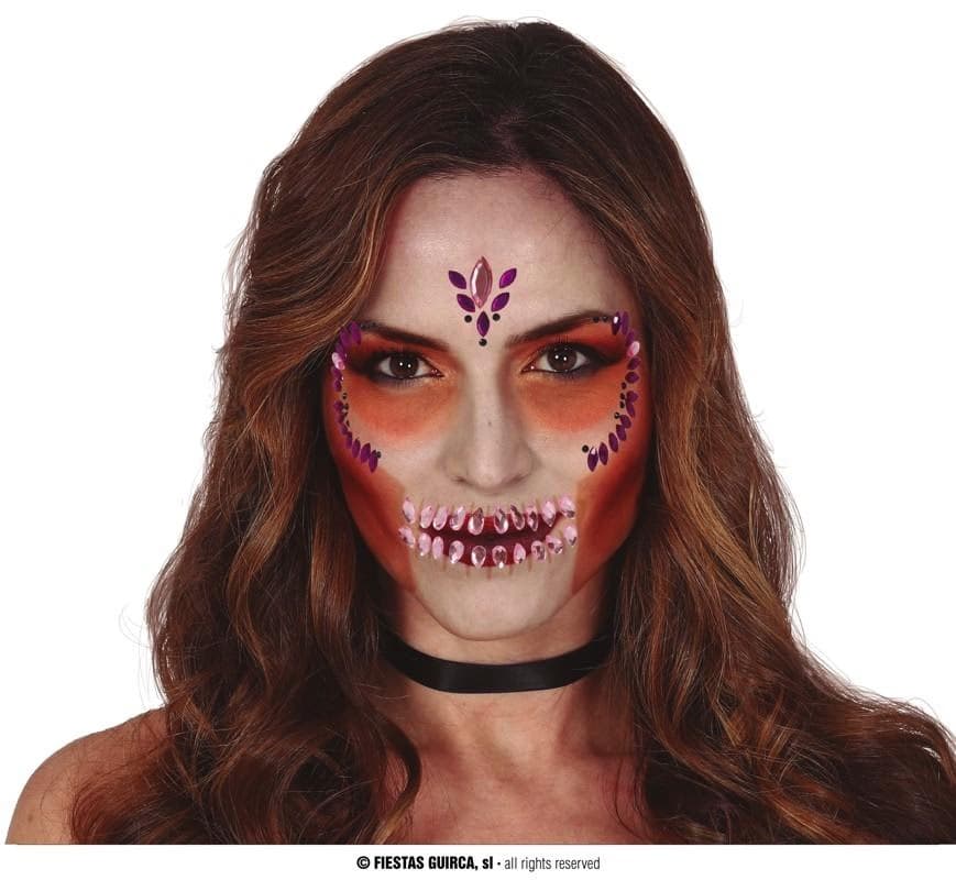 GU joyas faciales adhesivas calavera lila