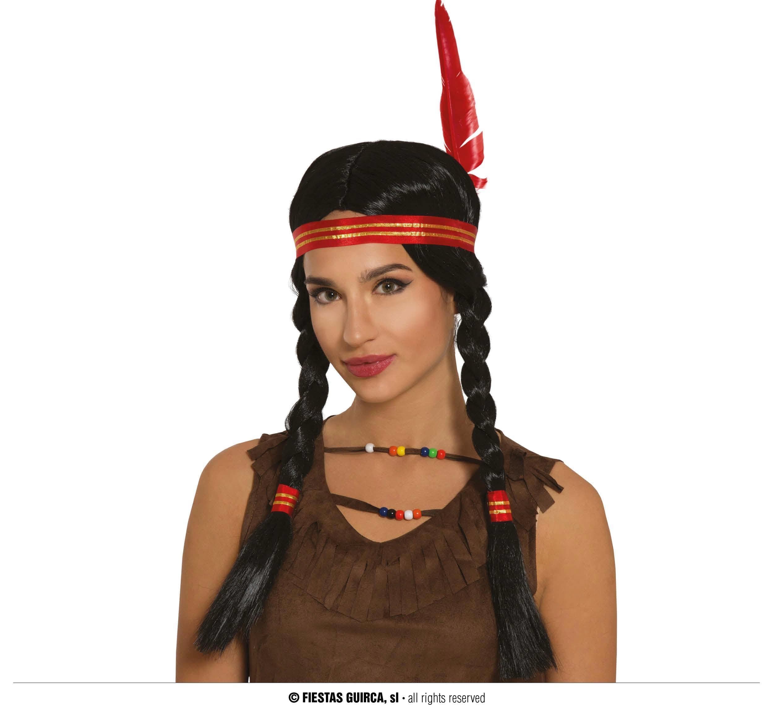 GU peluca india con cinta y trenzas en caja