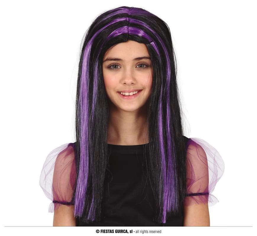 GU peluca mechas lila infantil en caja